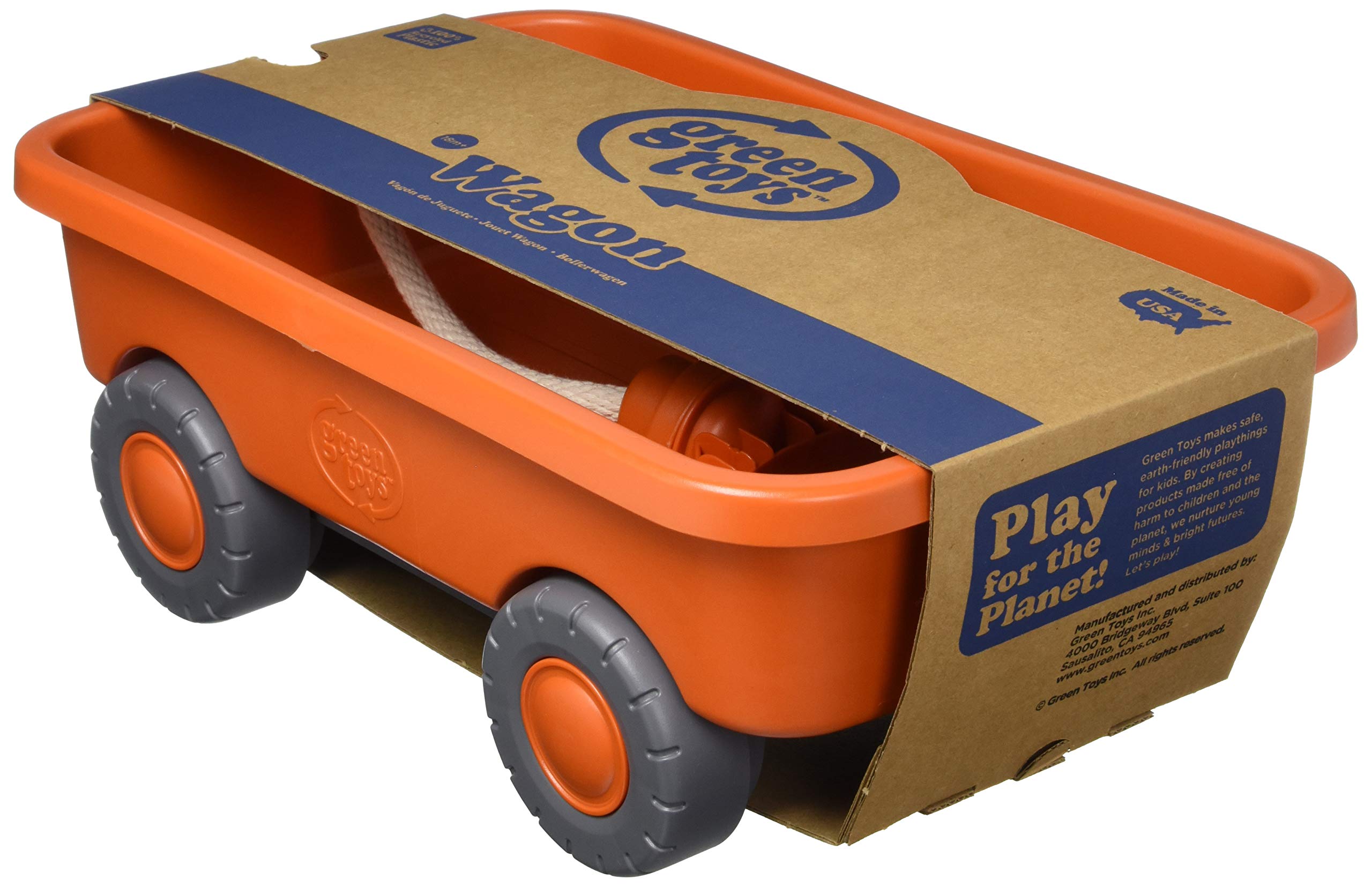 Green Toys Wagon, Orange CB - Pretend Play, Motor Skills, Kids Outdoor Toy Vehicle. No BPA, phthalates, PVC. Dishwasher Safe, Recycled Plastic.