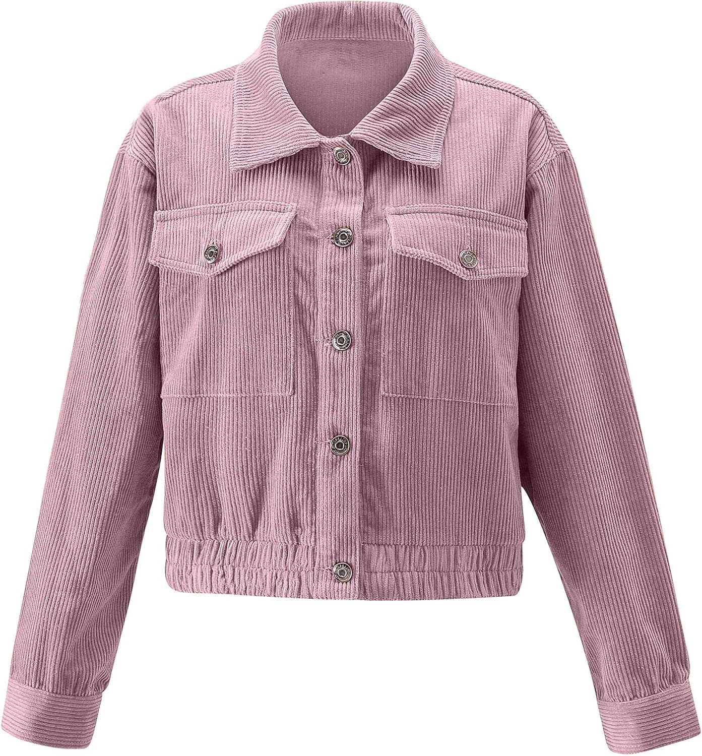 Buy Women's Casual Corduroy Button Long Sleeve Short Jacket (Large