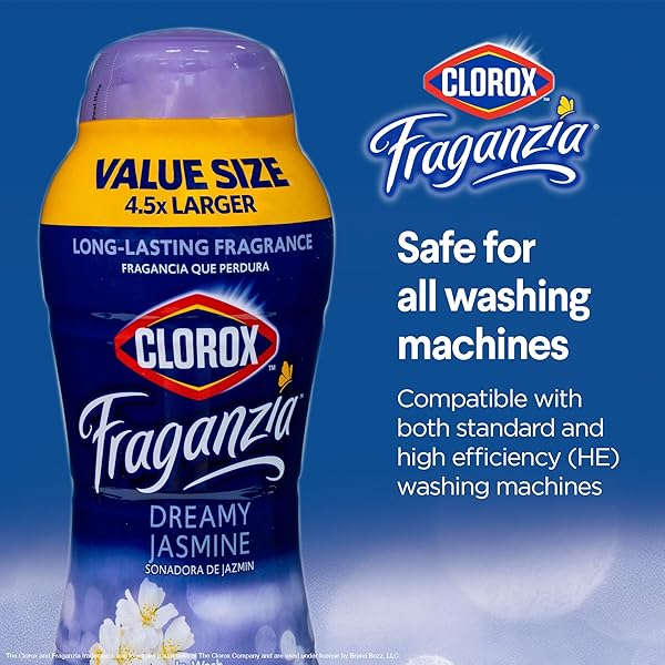 CLOROX FRAGANZIA IN-WASH SCENT BOOSTER CRYSTALS IN DREAMY JASMINE SCENT, 70 OZ VALUE SIZE | LAUNDRY SCENT BOOSTER CRYSTALS | DREAMY JASMINE, LIGHT FLORAL LAUNDRY FRAGRANCE 70 OUNCE CRYSTALS