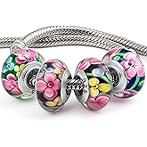 Cherityne Set of 4 Handmade Murano Glass Charm Bead for Charms Bracelets Style#1114