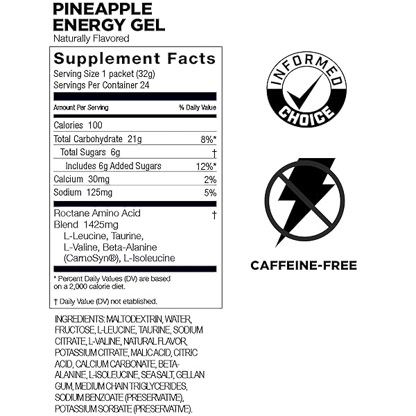 GU ENERGY ROCTANE ULTRA ENDURANCE ENERGY GEL, VEGAN, GLUTEN-FREE, KOSHER, AND DAIRY-FREE ON-THE-GO SPORTS NUTRITION FOR RUNNING, BIKING, HIKING OR SKIING, 24-COUNT, PINEAPPLE