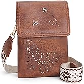 KITEVIUN Leather Small Crossbody Bags for Women Trendy Cell Phone Bag Wallet Purses Butterfly Design