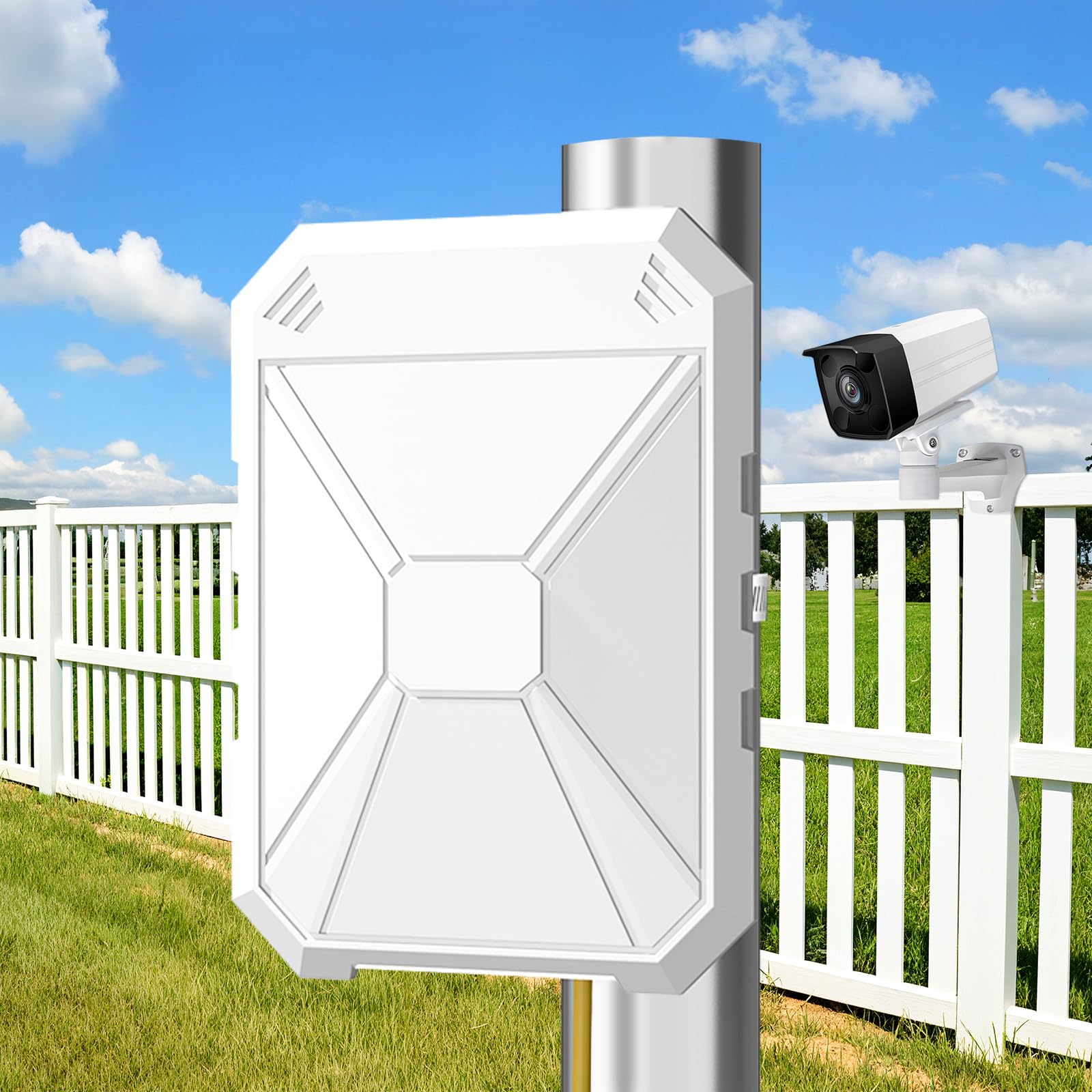 Photo 1 of AC1200 Outdoor WiFi Extender, 5GHz /2.4GHz Outdoor WiFi Extender Signal Booster, IP67 Weatherproof, Passive PoE, Repeater/AP/Router Mode, Extend WiFi for Outdoor Camera, Patio, Garage, Farm