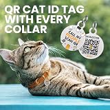 BRONZEDOG Leather Cat Collar with QR Tag Kitten Bell Red Gold 18-22 cm view 4