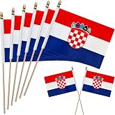 WEITBF 12 Pack 8&times;12 Inch Croatia Flags Small Croatian Flags on Stick Mini Handheld Flag Outdoor Decorations