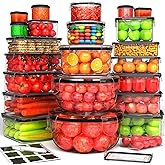 44 Pcs Food Storage Containers with Lids Airtight- (22 Stackable Boxes-22 Lids) Plastic Meal Prep Container for Pantry Kitchen Organization, Microwave, Dishwasher, Freezer Safe -100% Leak Proof