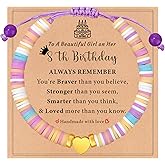 TAGOMEI Birthday Gifts for Girls Heart Charm Bracelets as 3 4 5 6 7 8 9 10 11 12 13 16 Year Old Girl Birthday Gift, Beaded Bracelets as Happy Birthday Gifts for Daughter Granddaughter Niece Sister