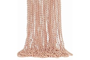 Biubumtu 30Pcs Mardi Gras Beads, Rose Gold Beaded Necklace Party Favors, 33" Mardi Gras Christmas Beads Necklace Bulk Costume Stuff, Festival Parade Throw Accessory Sets for Mardi Gras Xmas Wedding Birthday Decor