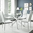 Gujiam Glass Dining Table Set for 4,5 Piece Rectanglar Kitchen Table Set Modern Small Dining Table with 4 Chairs for Apartment Dining Kitchen Room