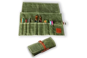 Earth & Fiber Co. Compact Waxed Canvas Paint Brush Holder - Portable Art Bag for Painting & Drawing - Art Supplies Organizer 