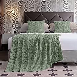 Homiest Cable Knit Throw Blanket and Pillow