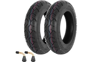 WEIYINGSI 3.50-10 Scooter Tire, 3.50-10 Tubeless Tire for Scooters and Mopeds with 10 Inches Rims; 8PR 56 J; Angled Valve Stem - 2 Pack