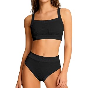 TALLWH Girls Swimsuit Solid Color Adjustable Straps Bikini Sets 8-16Y