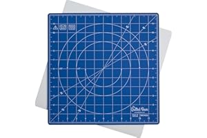 The Quilted Bear Rotating Cutting Mat 12" x 12" - Square 360° Rotating Self Healing Mat with Innovative Locking Mechanism for Quilting & Sewing Your Choice of Colours Available! (Blue)