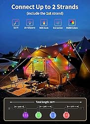 Brightown RGBW Outdoor String Lights, 58FT LED