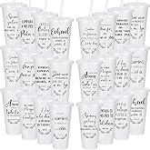 Funnymoom 24 Packs Inspirational Christian Gift Spanish Bible Verse Cup Bulk 24oz Religious Plastic Tumbler with Lid Straw for Valentine Easter Church (White)