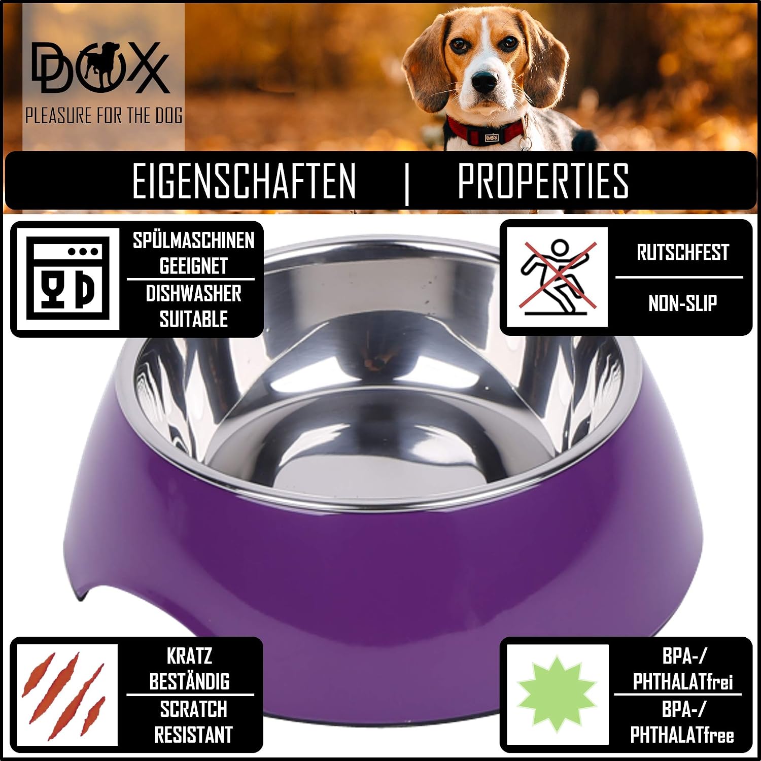 Tanti Colori e Misure per Cani Piccoli Medi e Grandi 350 ml Viola  Antiscivolo DDOXX Ciotole per Cani Ciotola in Melammina Gatti Cuccioli  Ciotolina Cane Gatto Cucciolo Prodotti per animali domestici  urban-earth.co.uk