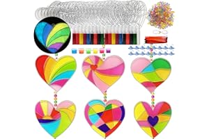 Ayhuhra 30 Sets Valentines Heart Suncatchers for Windows Glow in The Dark Valentines DIY Window Paint Art Suncatchers for Valentine's Day Gift Exchange Mother's Day Art Craft Party Supplies