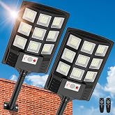 Solar Lights Outdoor, IP66 Waterproof Motion Sensor Solar Street Light | 6500K dusk to dawn lighting, motion sensor and remote control security lights for yards, parking lots, courtyards and garages