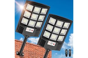VIPZON Solar Lights Outdoor,IP66 Waterproof Solar Street Lights Outdoor,6500K LED Dusk to Dawn Security Flood light with Motion Sensor and Remote Control for Yard,Parking Lot, Courtyards,Garages 2-Pack
