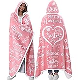 Sisters Gifts from Sister Christmas Gifts for Sister from Brother, Sister Sherpa Fleece Pink Wearable Blanket Hoodie Cozy Gift Best Sister Gifts for Sister Birthday Gifts for Sister In Law Soul Sister