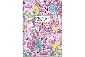 Quttie Passport Cover for Kids, Women and Men, Cute Travel Passport Holder (Dragon Yeti Pattern)