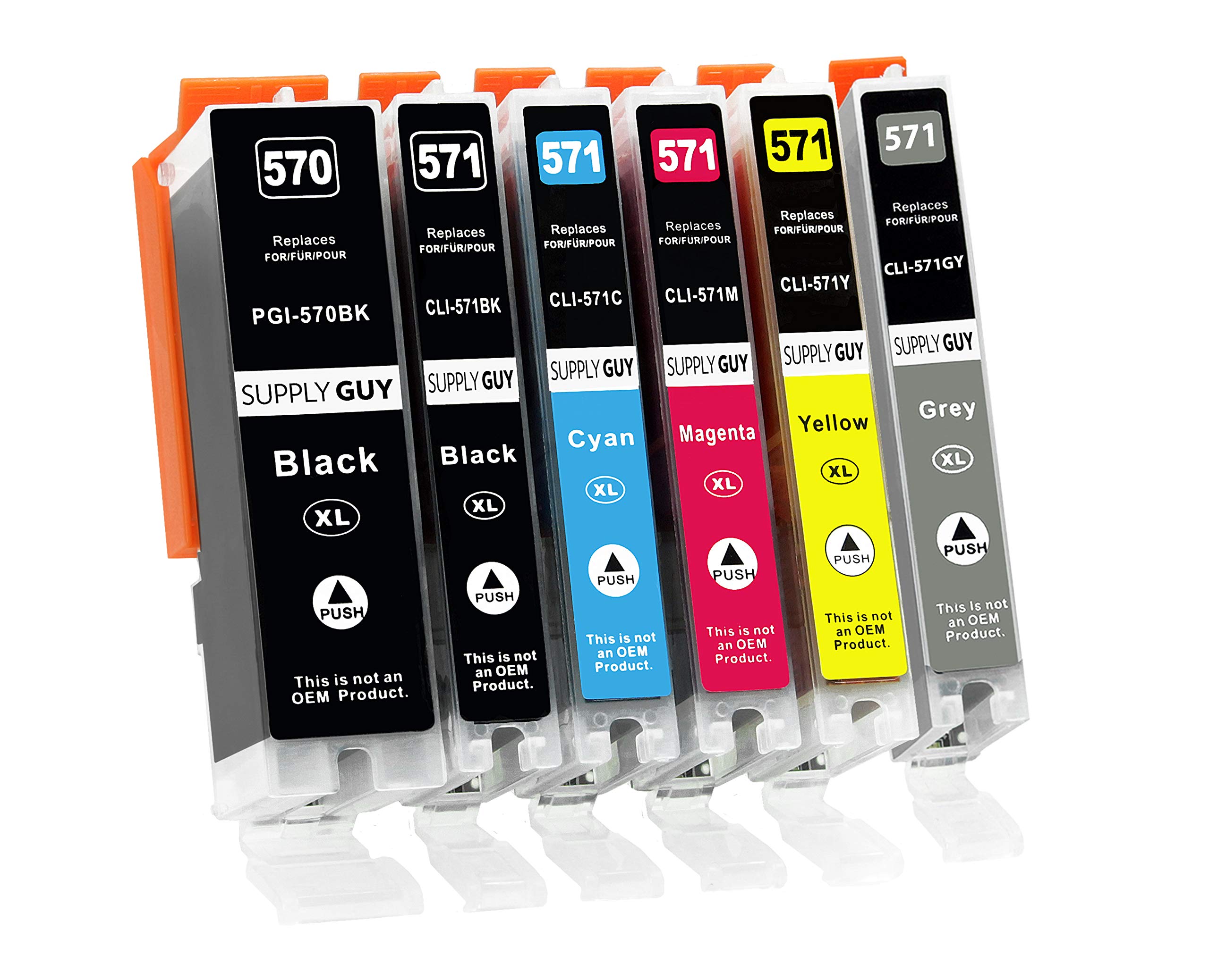 Supply Guy 6 Ink Cartridges compatible with Canon PGI-570 / CLI-571 for Canon Pixma MG7700 MG7750 MG7751 MG7752 MG7753 TS8000 TS8050 TS8051 TS8052 TS8053 TS9000 TS9050 TS9055