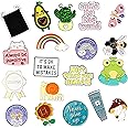 18 Pieces Positive Enamel Pins Set Cute Enamel Lapel Pins Inspirational Cartoon Brooch Pin Badges Butterfly Cat Cactus Positive Pin with Storage Bag for Women Jeans Backpacks Jackets Hats Decor