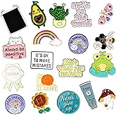 18 Pieces Positive Enamel Pins Set Cute Enamel Lapel Pins Inspirational Cartoon Brooch Pin Badges Butterfly Cat Cactus Positive Pin with Storage Bag for Women Jeans Backpacks Jackets Hats Decor