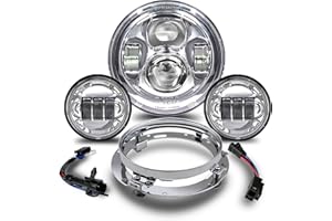 LORDANDLAND 7 inch Motorcycle LED Headlight 4.5" Fog Passing Lights DOT SAE Approved, Compatible with Davidson Fat Boy Street Glide Heritage Softail Road King Switchback Electra Glide Ultra Classic Chrome