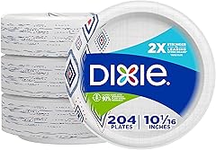 Dixie 10 Inch Paper Plates, Dinner Size Printed Disposable Plate, 204 Count (3 Packs of 68 Plates)