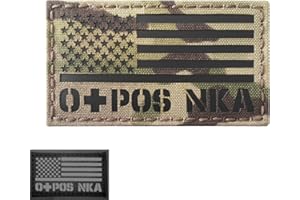 TACTICAL FREAKY Infrared USA Flag OPOS O+ Blood Type NKA NKDA IR Tactical Morale Touch Fastener Patch (Multicam)