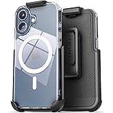 Encased Compatible with iPhone 17 Belt Case with Phone Holster Clip, Compatible with MagSafe (Crystal Clear)