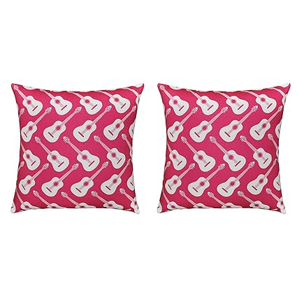 Amazon Com Roomcraft Set Of 2 Pink Guitars Throw Pillows 20x20
