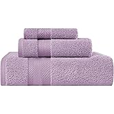 Superior Turkish Cotton 3-Piece Towel Set, Assorted Towels for Home, Bathroom Essentials, Bath, Hand, and Face Towel, Soft Plush Hotel Quality, Guest Bath, Shower, Thick, Apartment, Dorm, Wisteria