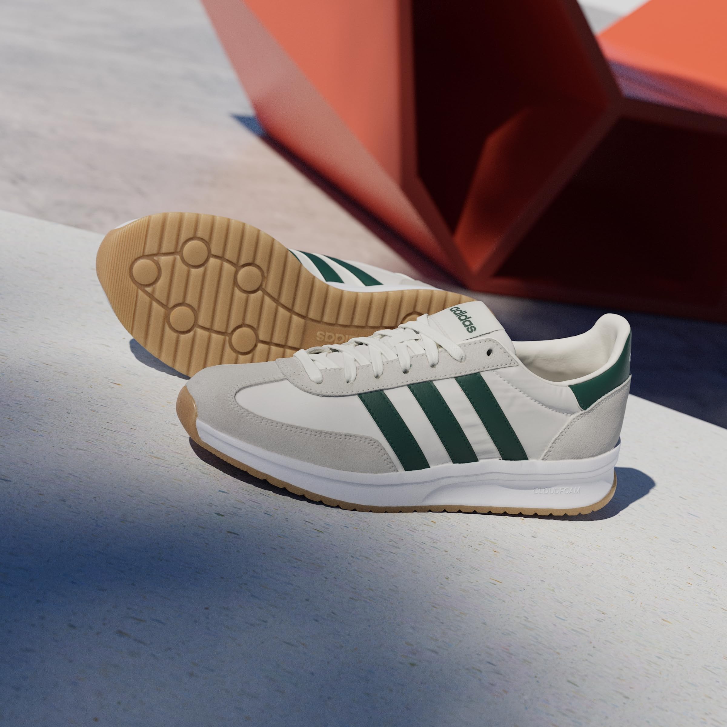 adidas Herren Run 70S 2.0 Shoes, Core White/Collegiate Green/Off White, 42 2/3 EU 3