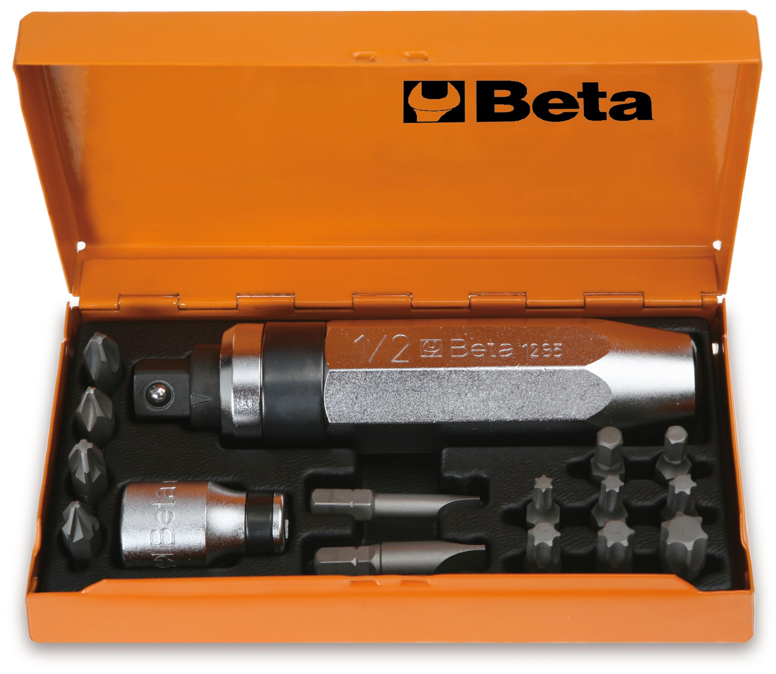 Beta 12950108 Model 1295 /C14 Impact Screwdriver with 14 Insets and 1 Socket Holder, 1/2" Drive