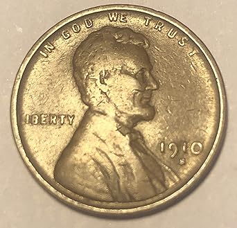 1910 S Lincoln Rare Semi Key Date Wheat Penny Cent Very Good At Amazon S Collectible Coins Store