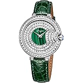 T-ENGINE Luxury Women's Watch with Genuine Leather Strap, Diamond Inlay,Fashion Design - Elegant Watches for Ladies