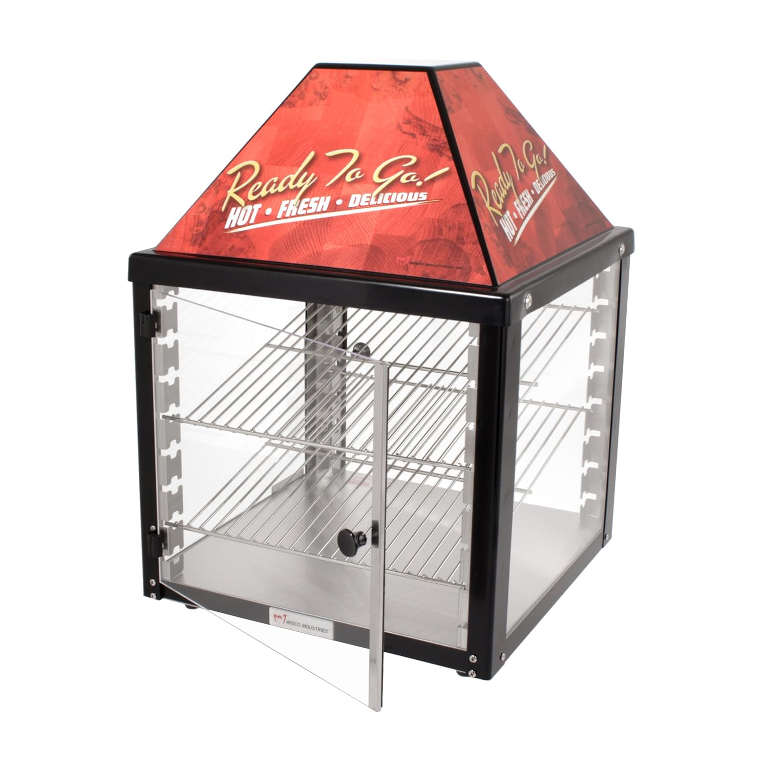 Wisco 690-16-2 Food Warming and Merchandising Cabinet, 2 Shelves/Doors, Black