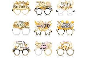 Konsait 70th Birthday Glasses - 18 Pack Paper Glasses for Men & Women, 70th Birthday Party Favors & Props