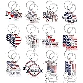 Landical New York Souvenirs Gifts NYC Metal Keychain Star USA Flag Statue of Liberty Key Ring I Love New York Souvenirs