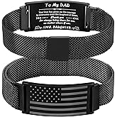 Jesvo To My Dad/New Dad/Stepdad/Father-in-Law Bracelet, Adjustable Stainless Steel American Flag Bracelet Christian Birthday Graduation Gifts Jewelry for Men Boys