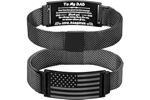 Jesvo Stocking Stuffers - To My Dad/New Dad/Stepdad/Father-in-Law Bracelet, Adjustable Stainless Steel American Flag Bracelet Jewelry, Birthday Valentine Father’s Day Gifts