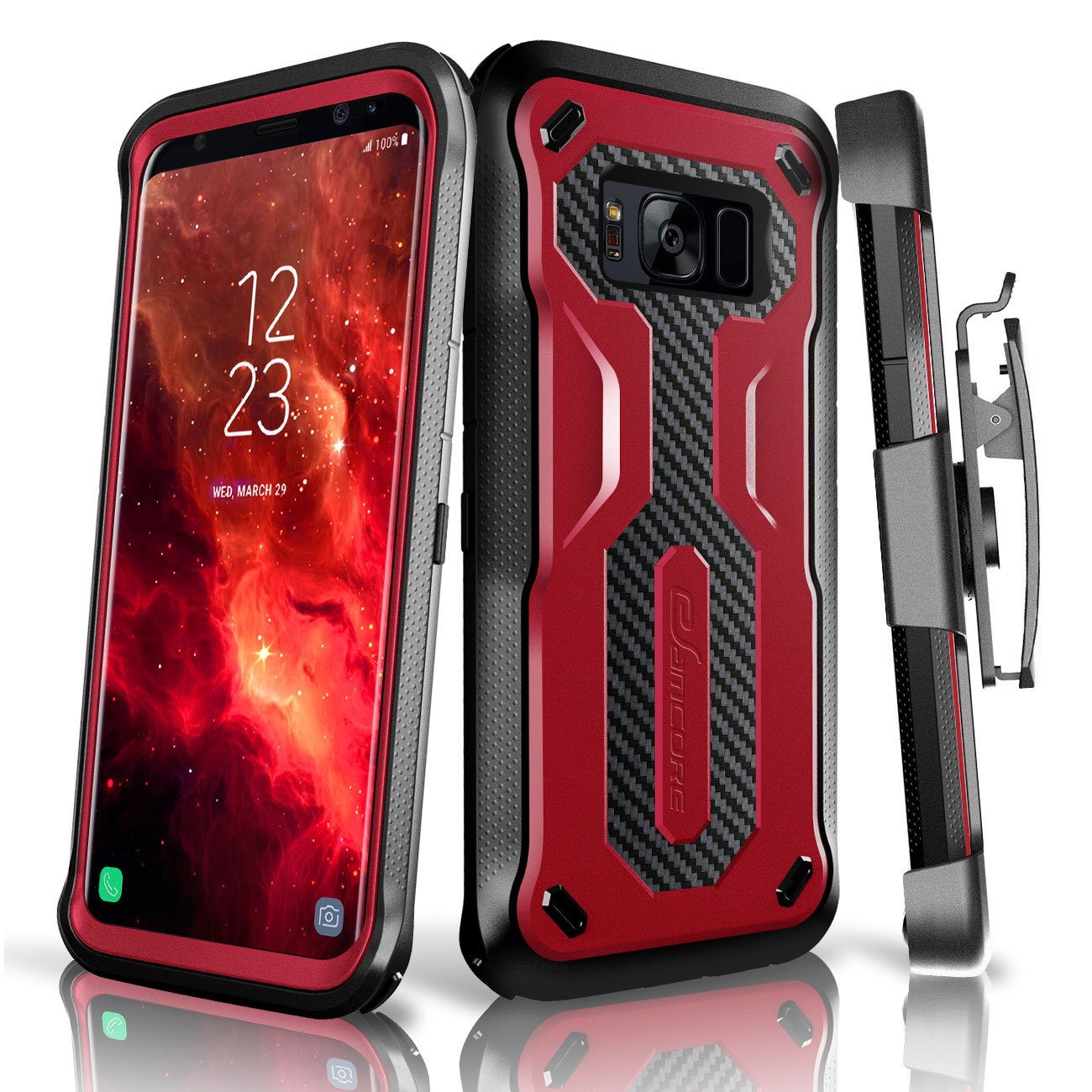 Galaxy S8 Rugged Case, eSamcore Samsung Galaxy S8 Slim Protective Case with Heavy Duty holster [Without Built in screen protector] 5.8 Inch [2017 Release] [RED]
