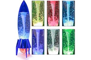 YAKii 11" Rocket Tornado Lamp LED Color Changing,Tornado Maker Science Toy, Battery/USB Cable Operated,Christmas Day Decoration Blue