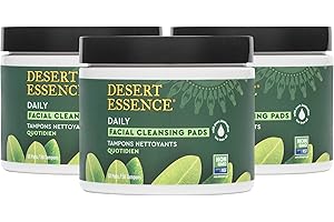 Desert Essence Natural Tea Tree Oil Facial Cleansing Pads - 50 Count - Pack of 3 - Face Cleanser - Soothes & Calms Skin - Makeup Remover Pads - Removes Oil & Dirt - Great for Travel - Essential Oils