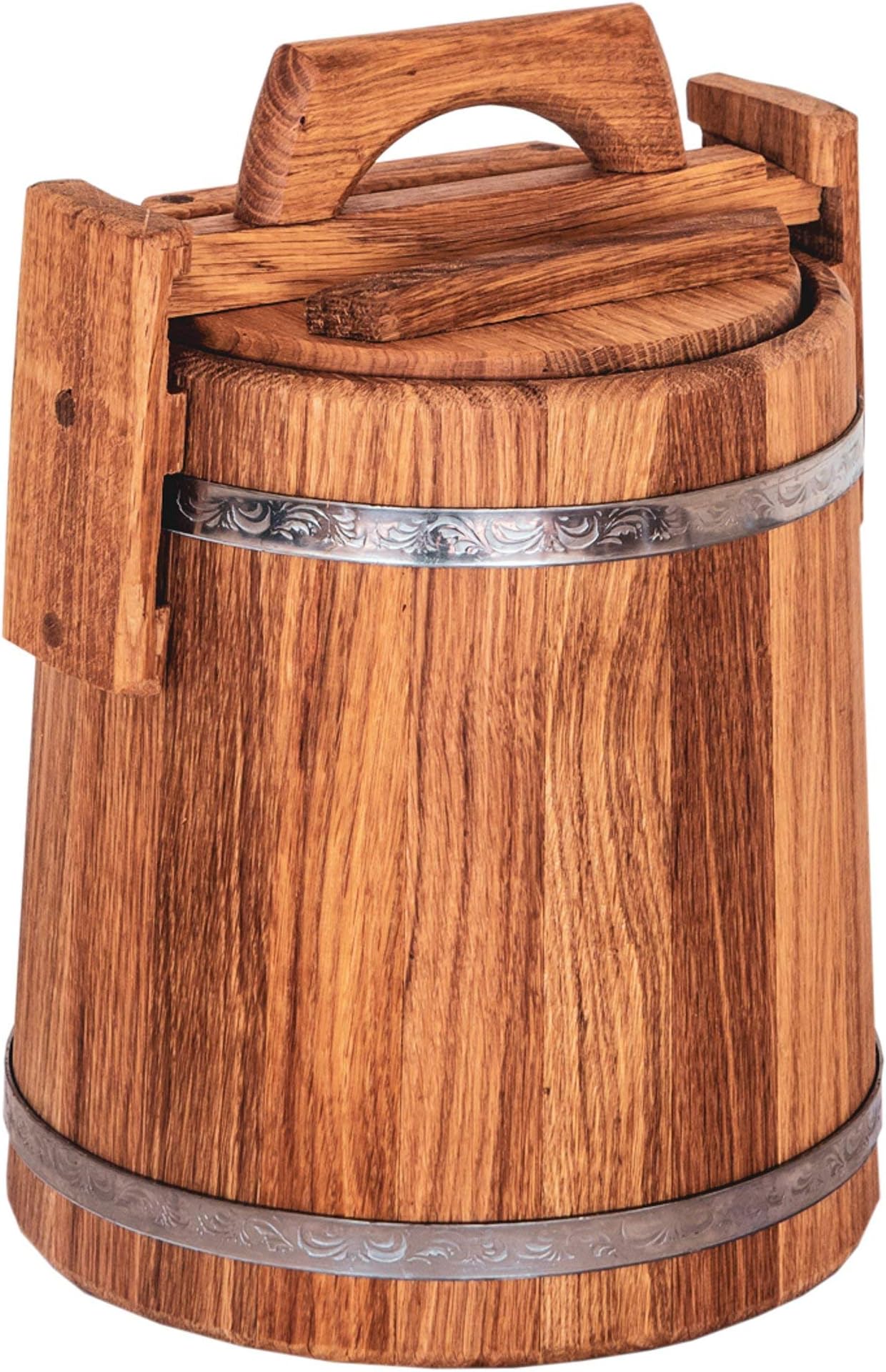 Wooden Bucket for Pickles and Sauerkraut, Wood Crock for Fermentation