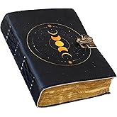 Grimoire Moon Phases Spell Book Of Shadows Journal, Witchcraft Supplies, Leather Bound Journal, Vintage Journal, Charmed Book Of Shadows, Vintage Notebook, Diary, Book Journal 7x5 In 200 Pages (Tan)