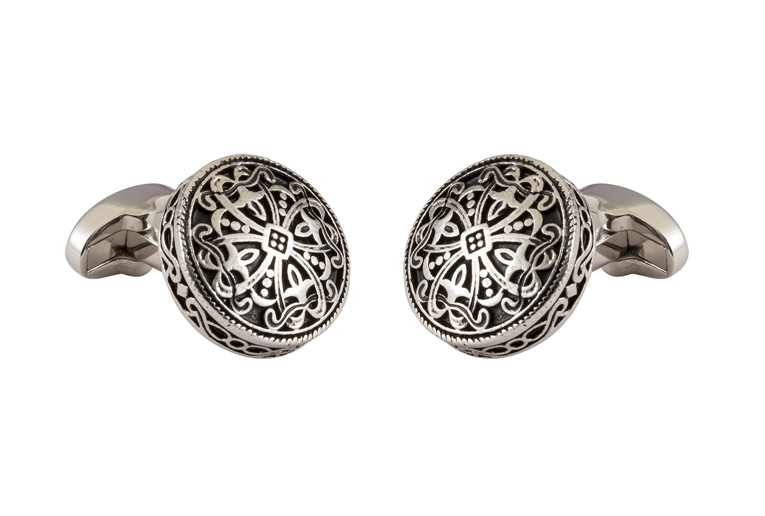 Knighthood Men's Silver Engraving Exclusive Cufflinks Silver